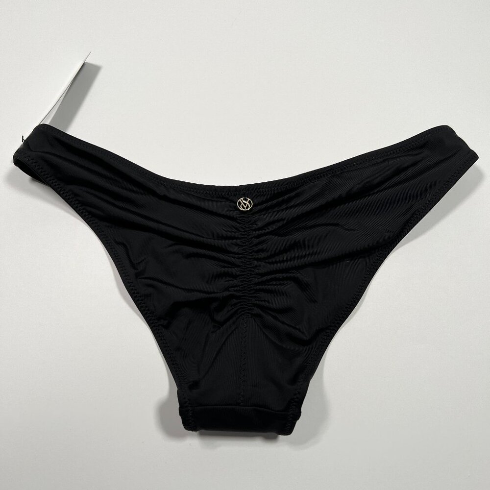 Victoria Secret Medium M Cheeky Bikini Bottom Ruched Back Black